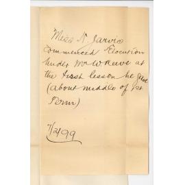 Miss M Jarvis - Elocution Class