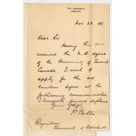 Dr P Bollen - Adelaide - Admission ad eundem gradum MD Degree