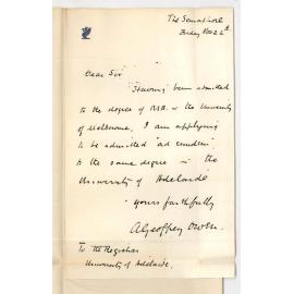 A Geoffrey Owen - Semaphore - Admission ad eundem gradum