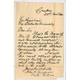 John H Henderson - Crafers - Admission ad eundem gradum