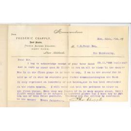 Frederic Chapple - Prince Alfred College - Concerning Mr James Drinkwater Iliffe