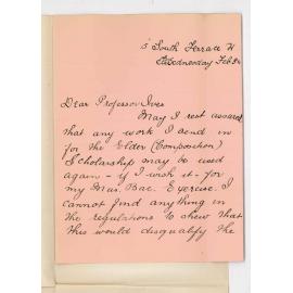 Miss Florence E Cooke - Adelaide - Concerning the Elder Scholarships