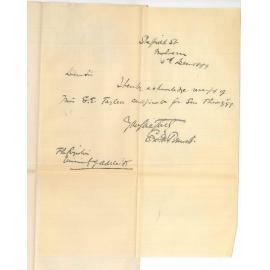 E M Bennett - Malvern - Acknowledging receipt of Miss E E Tayler's Music Certificates