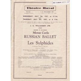 Colonel W. De Basil's Monte Carlo Russian Ballet Programme - Adelaide 1936-1937