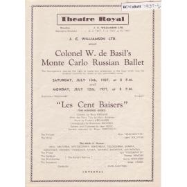 Colonel W. De Basil's Monte Carlo Russian Ballet Programme - Adelaide 1936-1937