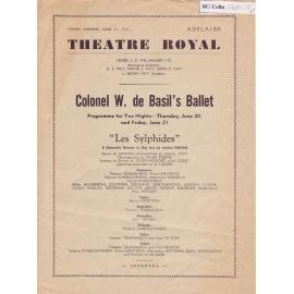 Colonel W. De Basil's Monte Carlo Russian Ballet Programme - Adelaide 1939-1940