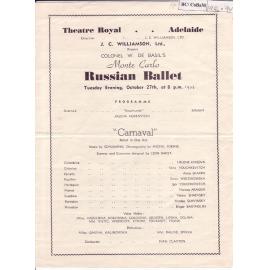 Ballets Russes - Cast list - Evening - 27 October 1936
