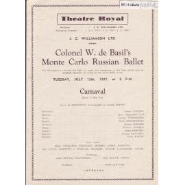 Ballets Russes - Cast list - Evening - 13 July 1937
