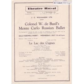 Ballets Russes - Cast list - Evening - 14 July 1937