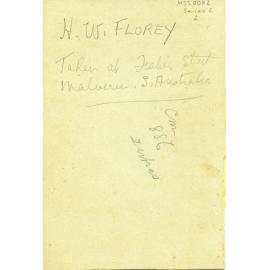 Back of photograph - Howard Florey in a cradle, c1898