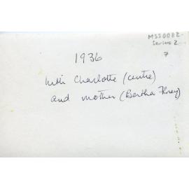 Howard Florey - Half Sister Charlotte and Mother Bertha Florey (back)