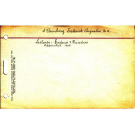 d'ARENBURG, Frederick Augustus