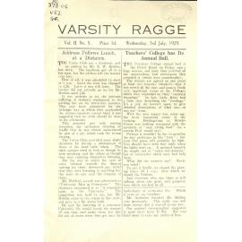 Varsity Ragge Volume 2 No 5 1929