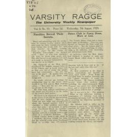 Varsity Ragge Volume 2 No 10 1929