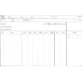 COWAN, Darcy Rivers Warren