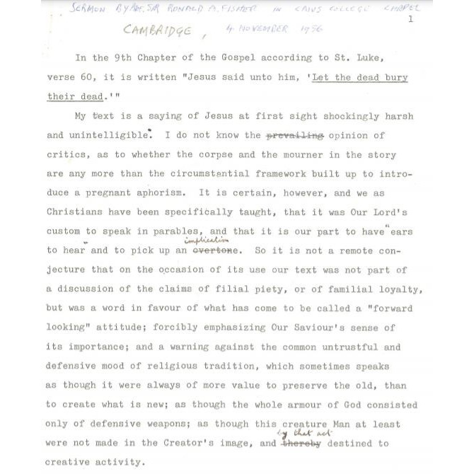 Ronald Fisher - Lay Sermon - Let the dead bury their dead
