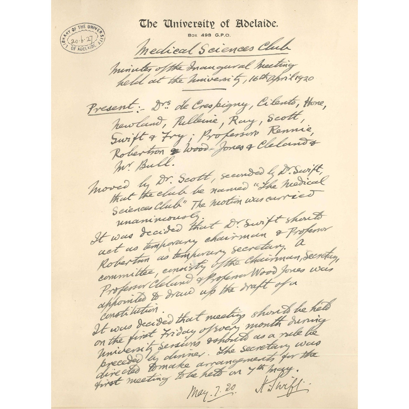 Thorburn Brailsford Robertson - Medical Sciences Club