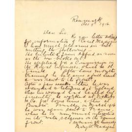 World War One Circular Reply - Cecil Thomas Madigan