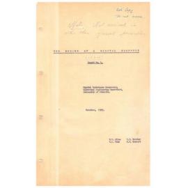 The Design of a Digital Computer - Report Number 1