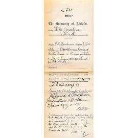 G D Brockman Credit of fee A E Nadebaums Credits - RCM Exemption for G H Wright