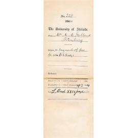 Re Payment of fees for son A E Brady