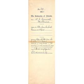 Re Letter from Secretary Local Exams at Oxford