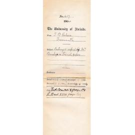 Destroyed report Mrs Bensly on French paper