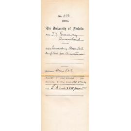 Forwarding Cheque £30-9-0 daughters fees Conservatorium