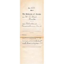 Particulars re Conservatorium Fees etc