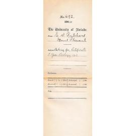 Asking for Certificate 1st Year Biology 1903