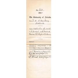 Application for credit and to proceed with Medical Course E L Bayliss and G A Harvey