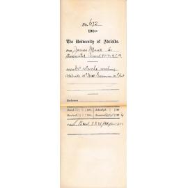 Mr Wesche reaching Adelaide 12th November Examines 14th November