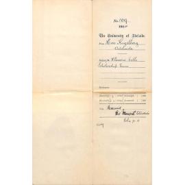 Regarding Mr Harold Parsons Cello Scholarship tenure