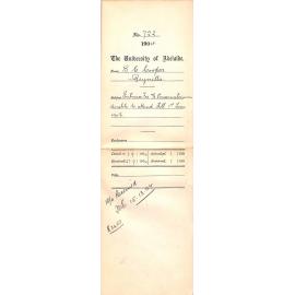 Entrance fee 10s 6d Conservatorium, unable to attend till 1st term