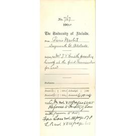 Mr F V Smith presenting himself at final Examination for Law