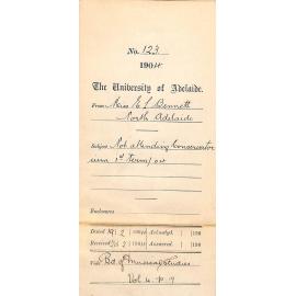 Not attending Conservatorium in 1st term 1904