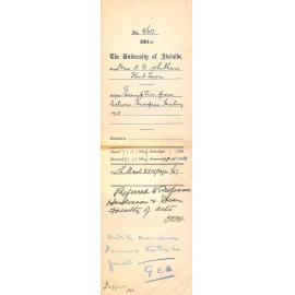 Exemption from lectures European History 1905