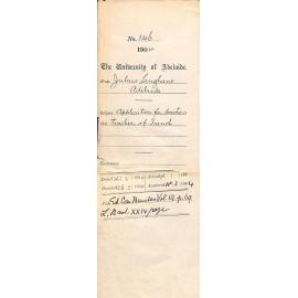 Application for position as teacher of French