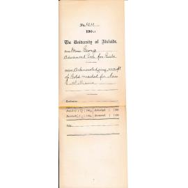 Acknowledging receipt of Gold Medal for Miss E Williams