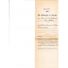 Particulars re Elder Scholarship