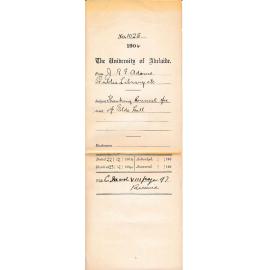 Thanking Council for use of Elder Hall