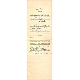 Statement of fees Perth Centre, Receipt of Medals etc