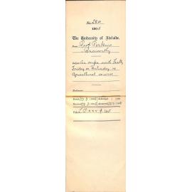 Can confer with Faculty Friday or Saturday re Agricultural Course