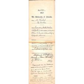 Forwarding Melbourne Matric Certificate and admission ad eundem statum to Senior and acknowledging certificate returned