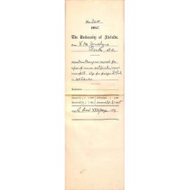 Miss Meugens request for copies of Music Certificates - name misspelt - Age for Prizes Senior Public in 1905 Calendar