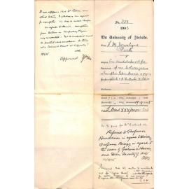 Can Candidates sit for Exams if no lectures given - exemption Galvin Harris - re Paying for pamphlets - McCullochs account October 1904