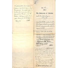 Reverend H Pitts wishes to obtain BA Degree subjects passed stated - List of Undergraduates who have signed the Roll