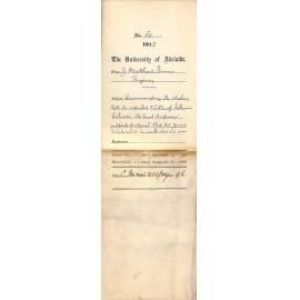 Recommending The Wishing Bell be repeated - Title of Extension lectures The Great Composers - Supports proposal that Mr Jones's Scholarship be extended 1 year