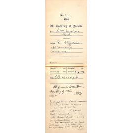 Rev Edward Makeham application for admission
