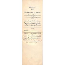 In regards to Music Examinations - 1904 - Mistake in payment of fees for Rudiments